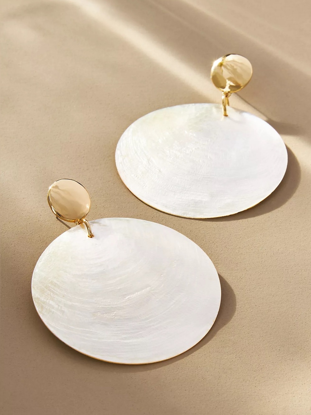 NEW Anthropologie Shipwrecked Shell Statement Coastal Boho Earrings